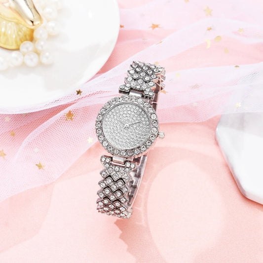 Elegant silver Fashion Ladies Stainless Steel Strap Quartz Wristwatch Casual Waterproof Watches for Girls