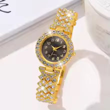Luxury Women Gold Watch Fashion Ladies Quartz Diamond Wristwatch Elegant Female Bracelet Watches Set Reloj Mujer